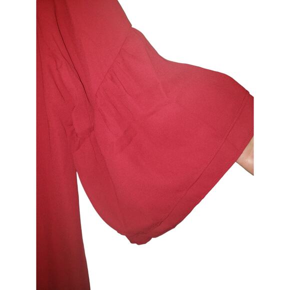 HoTouch Burgandy Dress Womens Size L Swing Style Boho Midi Trapeze - Picture 3 of 6